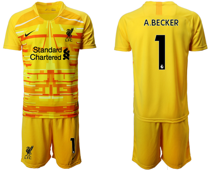 Men 2020-2021 club Liverpool goalkeeper yellow #1 Soccer Jerseys->liverpool jersey->Soccer Club Jersey